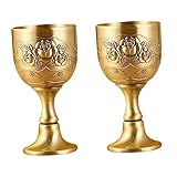 CONGARTENO 2 piezas Copas de Vino Vintage Europeas con Floral Copa de Metal Resistente y Equilibrada Artesanal Multifuncional para Whisky Café y Cócteles