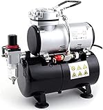 hochwertige Qualität Airbrush Kompressor AS-186 Neues Modell Kolbenkompressor Ölfrei 3 Liter Luftbehälter / Luftspeicher