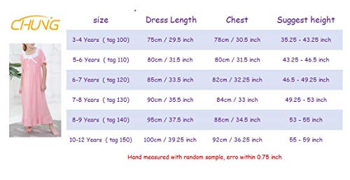 Chung Toddler Little Big Girls Modal Nightgowns Soft Princess Short Sleeve Round Square Neck Long Sleep Dress Vintage… (130, 700 White) #TOP6