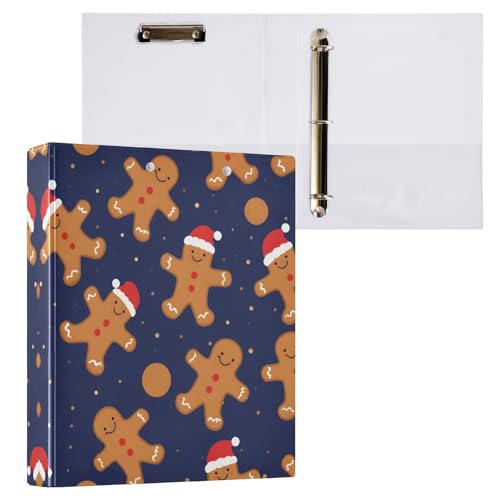 リングファイル ルーズリーフ バインダー a4 クリスマス ジンジャーブレッドマン Dリング 3穴 200枚収納 クリップ&収納ポケット付き 書類整理 事務用品