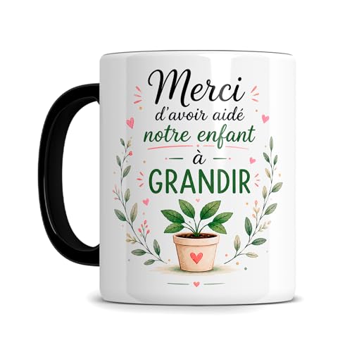 L'épicerie Chérie Mug Maîtresse d’École – Cadeau Merci de m'avoir aidé à grandir Maîtresse Fin d’Année Scolaire – Tasse Originale - Céramique 330 ml