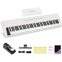 Digital Piano Keyboard 88 key,Semi-Weighted Electric Piano,Full Size Acoustic Piano for Beginners with Pedal, USB-MIDI Compatibility White