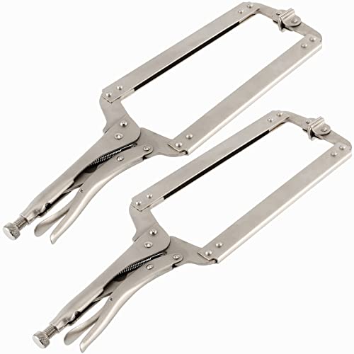 Image of 2PCS 18 Inches C-clamp Locking Pliers with Swivel Pads, Locking Clamp Pliers, Welding Clamps for Wood Working and Welding