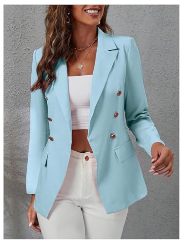 Floerns Women's Open Front Lapel Neck Blazer Long Sleeve Office Elegant Suit Jacket4