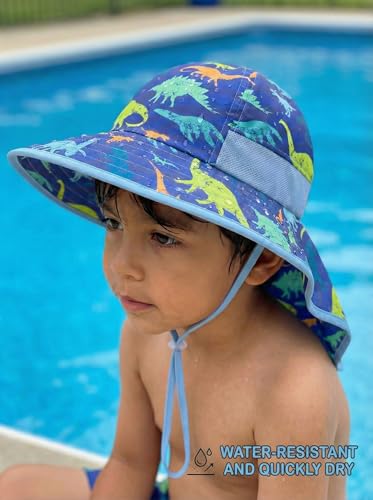 Image of icolor Kids Sun Hat UPF50+ Sun Protection Bucket Hat Toddler Summer Beach Play Hats with Neck Flap for Girl Boy Ages 3~10
