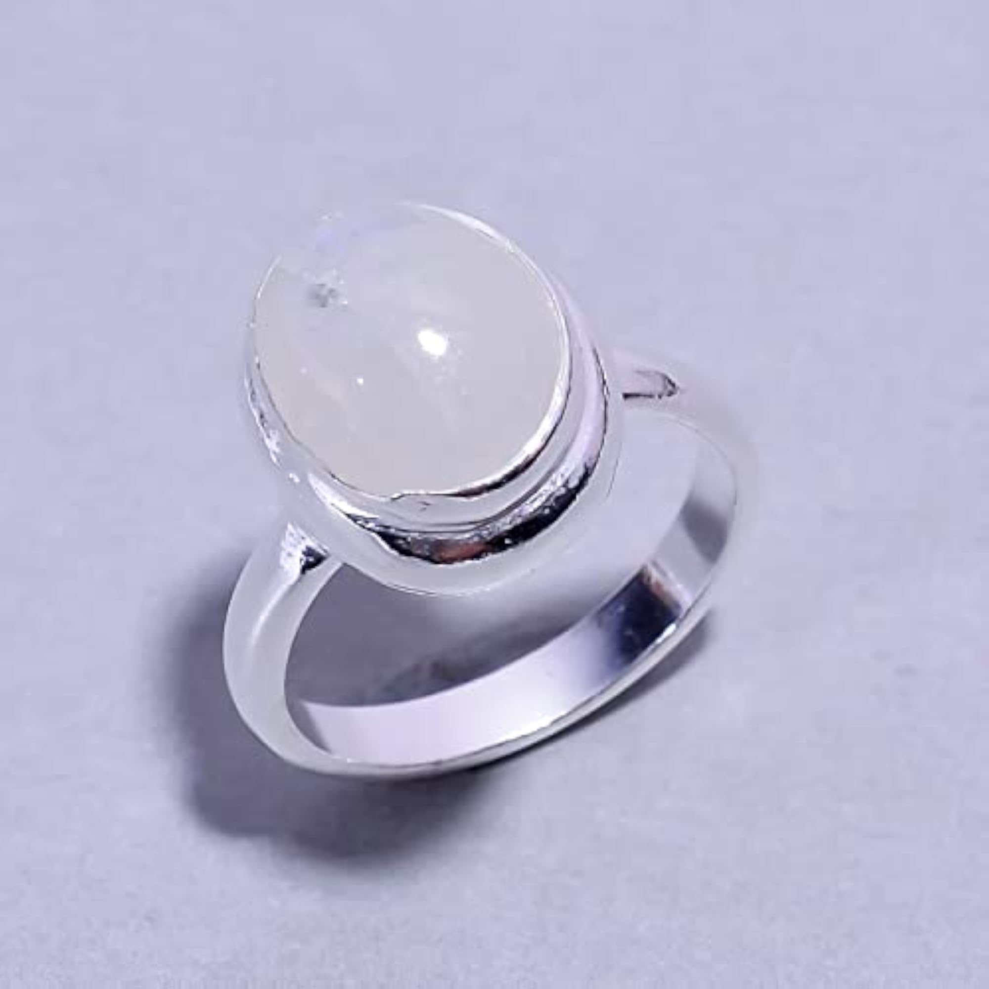 Children's Charming Rainbow Moonstone Oval Shape 925 Sterling Ring