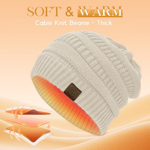 Image of Durio Winter Hats for Women Cable Knit Beanie Soft Womens Beanies Thick Winter Hat