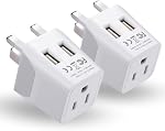 Ceptics UK, Hong Kong, CTU-7-2PK Ireland Travel Adapter Plug with Dual USB - Type G - London - USA Input - Light Weight - Perfect for Cell Phones, Chargers, Cameras and More - 2 Pack