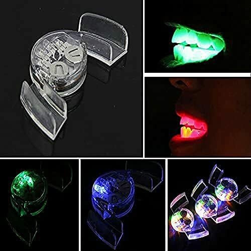 TBUIALL Halloween Cosplay Props Luminescent Braces Teeth Dentures Party & Christmas & Carnival Toys Fun Props Gifts (Luminous Color:Red Blue Green Yellow)