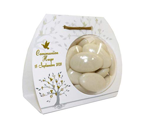lot de 4 Boîte à dragées ARBRE - BALLOTIN BOULE 6 CM personnalisé avec votre texte et votre photo pour mariage bapteme communion