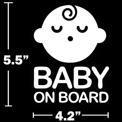 Image of TOTOMO Baby on Board Sticker for Car - Window Decal, Bumper Sign for New Parents, Durable Waterproof Safety Warning Sign for SUV Truck Minivan - Sleeping Boy, 2 Pack