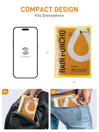 Image of SaphiRose Disposable Rain Ponchos Emergency Clear Poncho