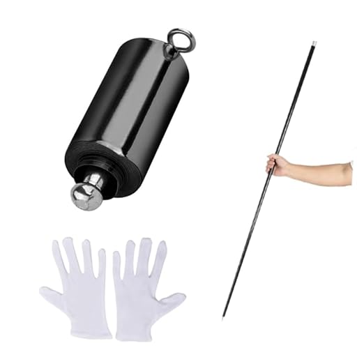 Bastón de bolsillo de metal con guantes, varita mágica retráctil para trucos de mago de escenario (negro 1.5 m + guante) | Ya disponible en tu tienda friki favorita! En mundofriki.es!