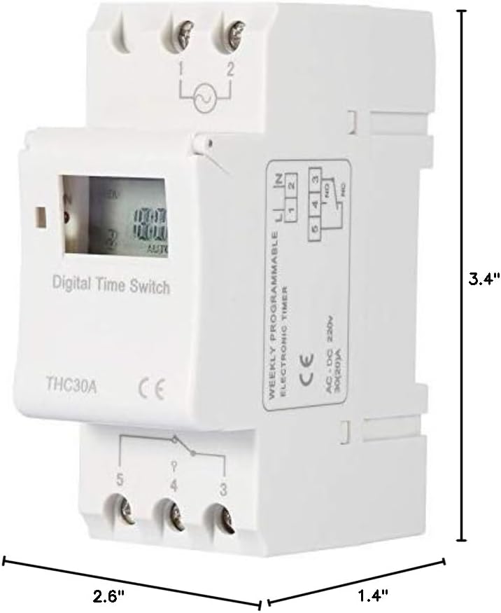 Walfront THC30A Digital Timer Switch dimensions