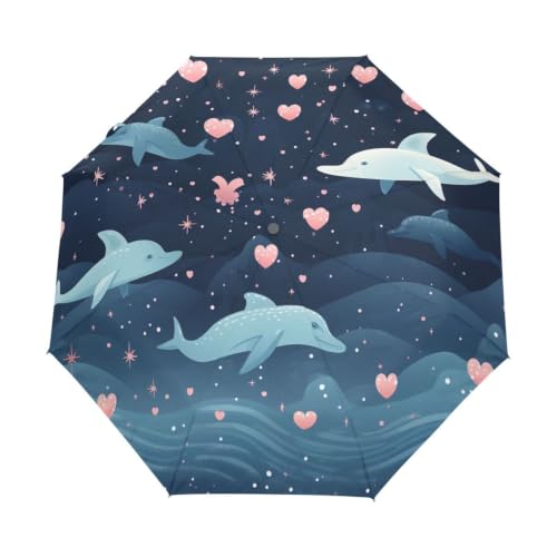 Parapluie pliant ultra-léger automatique à motif cœur pour les voyages