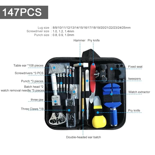 Daconovo Conjunto de ferramentas para reparo de relógios, kit de manutenção de relógios, abridor de