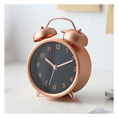 Reloj mecánico silencioso y despertador de metal con campana física sonora