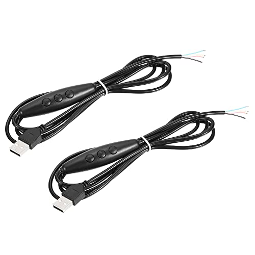 Meccanixity Lamp Cord Dimmer Led Strip Dimmer Switch Usb Extention Cord Dc 5V 6-Speed Dimming 3 Button Power Cable For Rgb Colorful Led Strips, Black Pack Of 2 #TOP14