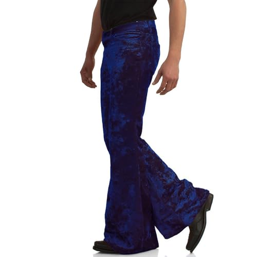 Image of EVEDESIGN Mens Bell Bottom Velvet Pants 60s 70s Disco Outfits for Men Vintage Flared Jeans