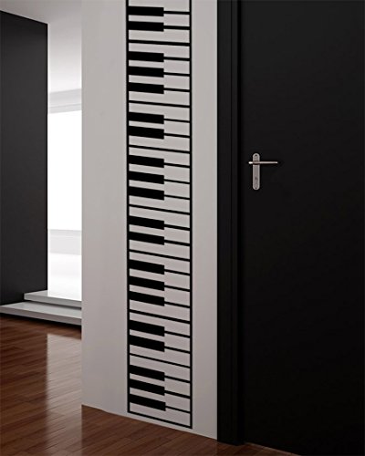 Piano Keys Wall Decal Sticker. Musical Instrument Decor. - Black, 10" X 72". Easy To Apply & Removable. #TOP5