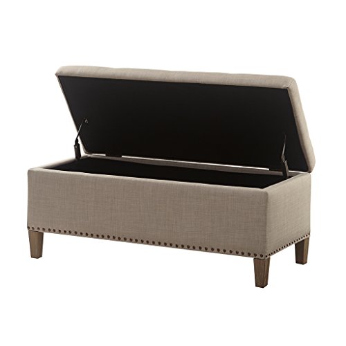 Madison Park Entryway Accent Bench for Living Room Flip Top Storage Bench Ottoman, Nailhead Trim, Tufted Padded Top, Modern Bed End Bench for Bedroom Storage Chest, Indoor Seating, 42"Wide, Light Grey by Madison Park - Used condition - US$106.77
