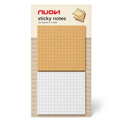 Image of Checkered Sticky Notes, 100 Sheets Each | Self Adhesive Notes, Reminders, Study, School & Organizing
