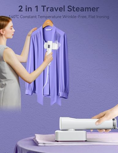 Image of Steamer for Clothes,Sundu Portable 2-in-1 Steamer & Iron,15s Heat-up,100ml Tank,Ironing Gloves,20 Min Steam,Wrinkle Remover,Garment Steamer for Travel & Home(Charm White)
