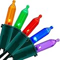 YULETIME Multicolor LED Christmas Lights with Green Wire, 33 ft 100 Count UL Certified Commercial Grade Holiday String Light Set (Multicolor - Green Wire)