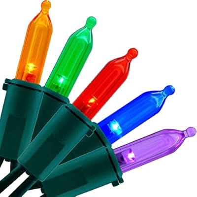 YULETIME Multicolor LED Christmas Lights with Green Wire, 33 ft 100 Count UL Certified Commercial Grade Holiday String Light Set (Multicolor - Green Wire)