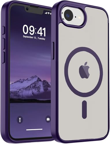 Image of REALCASE Polycarbonate Back Case Cover For iPhone 16E | Compatible With Magsafe | Camera Protection | Hard Crystal Clear Back | Shockproof Bumper Cover Case For iPhone 16E (Clear Purple)