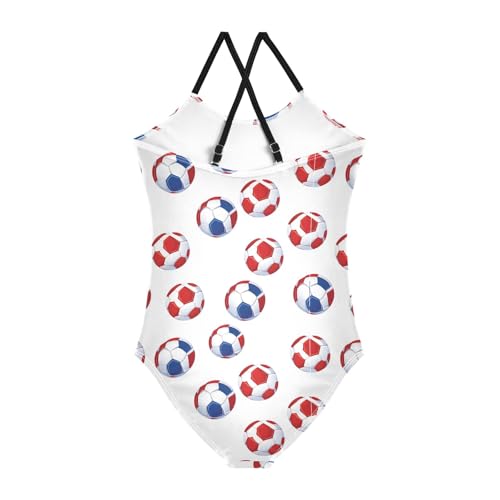 Girl's One Piece Swimsuit Red Blue Football Beach Bathing Swimwear2