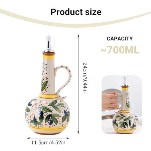 Aceitera de cerámica premium con tapón dosificador de acero inoxidable 3