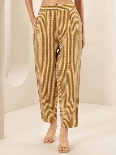 Image of Gerua By Libas Printed Cotton Blend Straight Kurta With Trousers and Dupatta | daily wear suit
