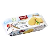 WEIZENMEHL, Süßungsmittel (Isomalt, Maltitol), pflanzliches Fett (Palm), BUTTER, VOLLEI, Süßungsmittel (Erythrit), Bourbon-Vanille, Inulin, WEIZENSTÄRKE, natürliches Vanillearoma, Salz, Backtriebmittel (Natriumhydrogencarbonat).