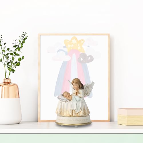 Grace4Joy Guardian Angel Music Box Figurine - 5.3 Inches Angel Music Box Figurines, Hand Painted Musical Figure Gifts for Birthday Anniversary, Baptism, First Communion