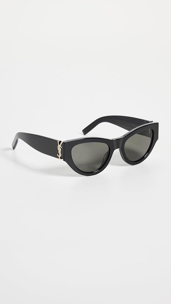 Saint Laurent Women's Monogram Cat Eye Sunglasses, Black/Black
