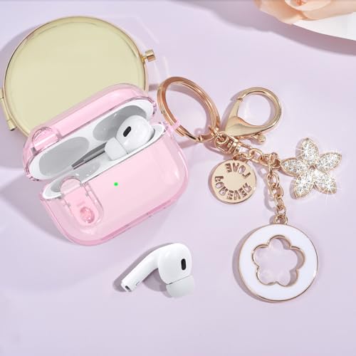 Image of (with Lock) Clear Case Compatible for Cute Apple Airpods Pro 1 /2 Cases Women, VISOOM TPU Transparency Air pods Pro 1st 2nd Generation Earbuds Case Bling Keychain for Airpod iPod Pro2 /1