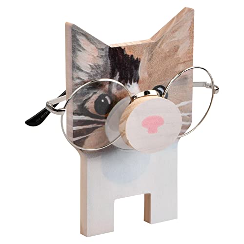 FESSOSKO Soporte Creativo para Anteojos, Soporte para Gafas de Animales de Madera Soporte para Anteojos Decorativo, Soporte para Gafas para decoración de Escritorio y Oficina (Cat)