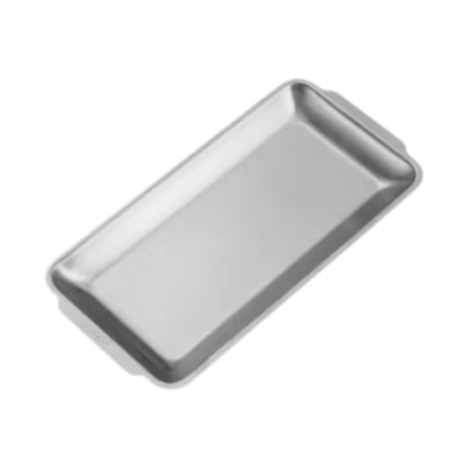 KIXZSAZ Elevate Dining Aesthetics With Multipurpose Stainless Steel Food Serving Tray Romantic Venues And Special Events Decorative Rectangle Dinner Plate, Silver, 22x11cm