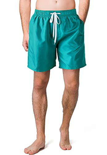 Scotamalone Mens Swim Trunks, Quick Dry Swimming Shorts 7 Inch with Mesh Lining for Swimwear, Bathing Suits Dark Green