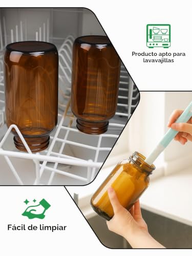 Miniatura 6 de Ferenando 4 X 500ml Tarros De Vidrio Ámbar Con Tapa De Aluminio, Tarros De Cristal Con Tapas, Botes De Cocina Para Almacenar Especias, Hierbas, Té, Café, Frutos Secos Protección Antihumedad