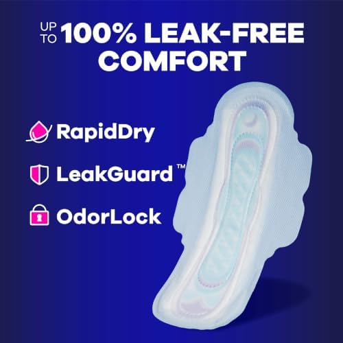 Always Ultra Thin Feminine Pads with Wings for Women, Size 4, Overnight Absorbency, Unscented, Up to 100% Leak-Free Comfort, 6 Count — view 2
