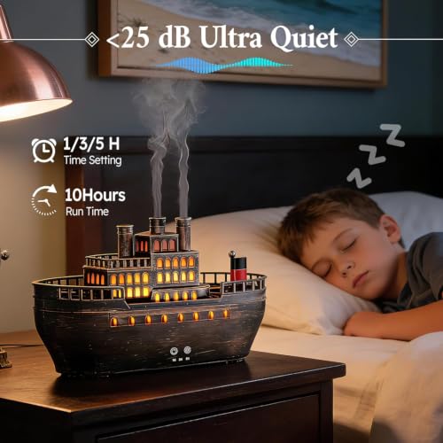 Image of Docoss Titanic Ship Aroma Diffuser for Home Electric with Remote | Essential Oil Diffuser for Home & Bedroom,Ultrasonic Humidifier with 7 LED Warm Lights & Quiet Operation,Electric Diffuser for Room