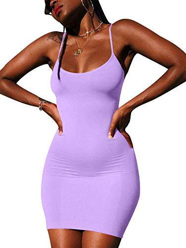 Image of LCNBA Sexy Spaghetti Strap Tank Dress Basic Backless Bodycon Club Party Mini Dress