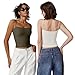 QINSEN Women Basic Spaghetti Straps Cami Shirt Summer Y2K Going Out Double Lined Sexy Tank Top Army Green S