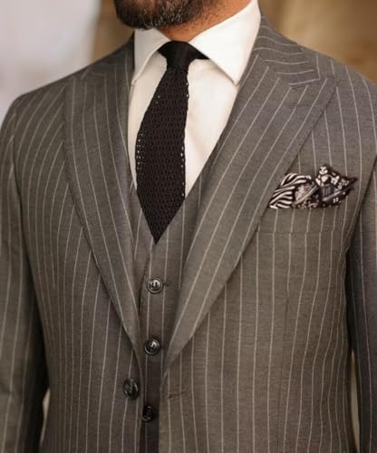 Men's Pinstripe 3 Piece Suit Slim Fit Gomez Addams Casual Suit Business Wedding Halloween Party Suits Set ALV093