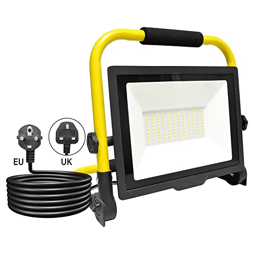 SKYWORLD 75W Portable Stand LED Work Light, 7500 Lumens Job Site Light