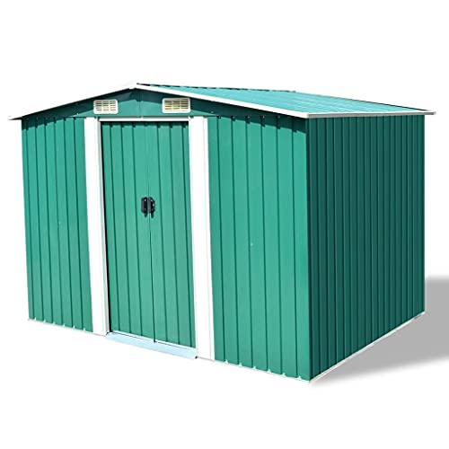 FAMIROSA Garden Storage Shed Double Sliding Doors Outdoor Tood Shed Patio Lawn Care Equipment Pool Supplies Organizer Storage Cabinet Backyard Garden Shed Tool Sheds Green 101.2 x 80.7 x 70.1inch