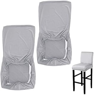 BSTKEY 2 Pack Stretchable Height Side Chairs Covers - Bar Stools Chair Cover Slipcover Stretch Protectors Seat Cover (Grey)