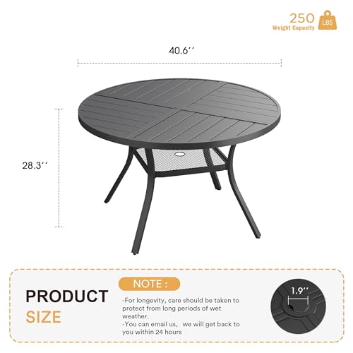 image for VICLLAX Round Patio Table with Adjustable Umbrella Hole for 4, All Wea
